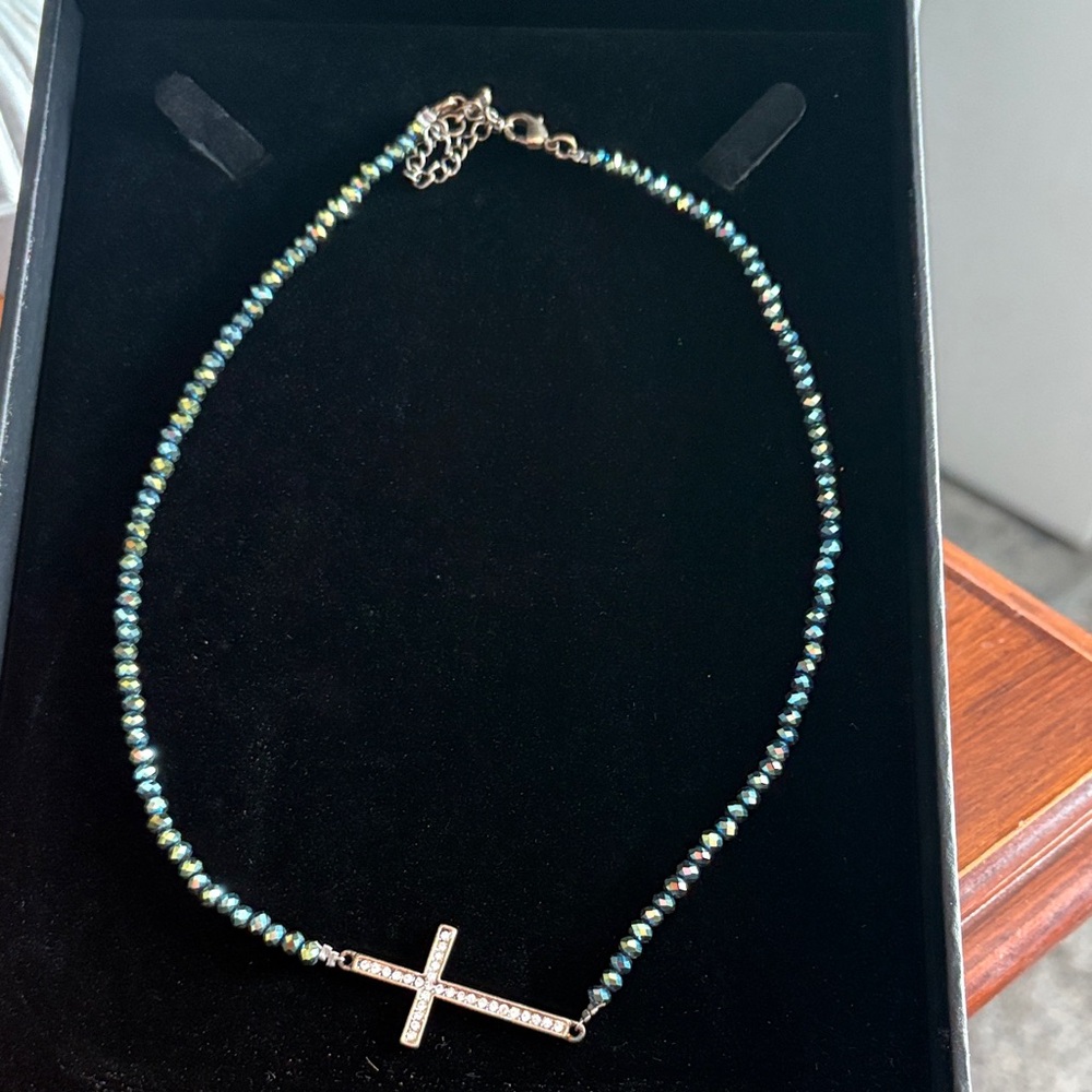 Elegant Beaded Cross Necklace